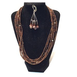 6 strand necklace with earrings